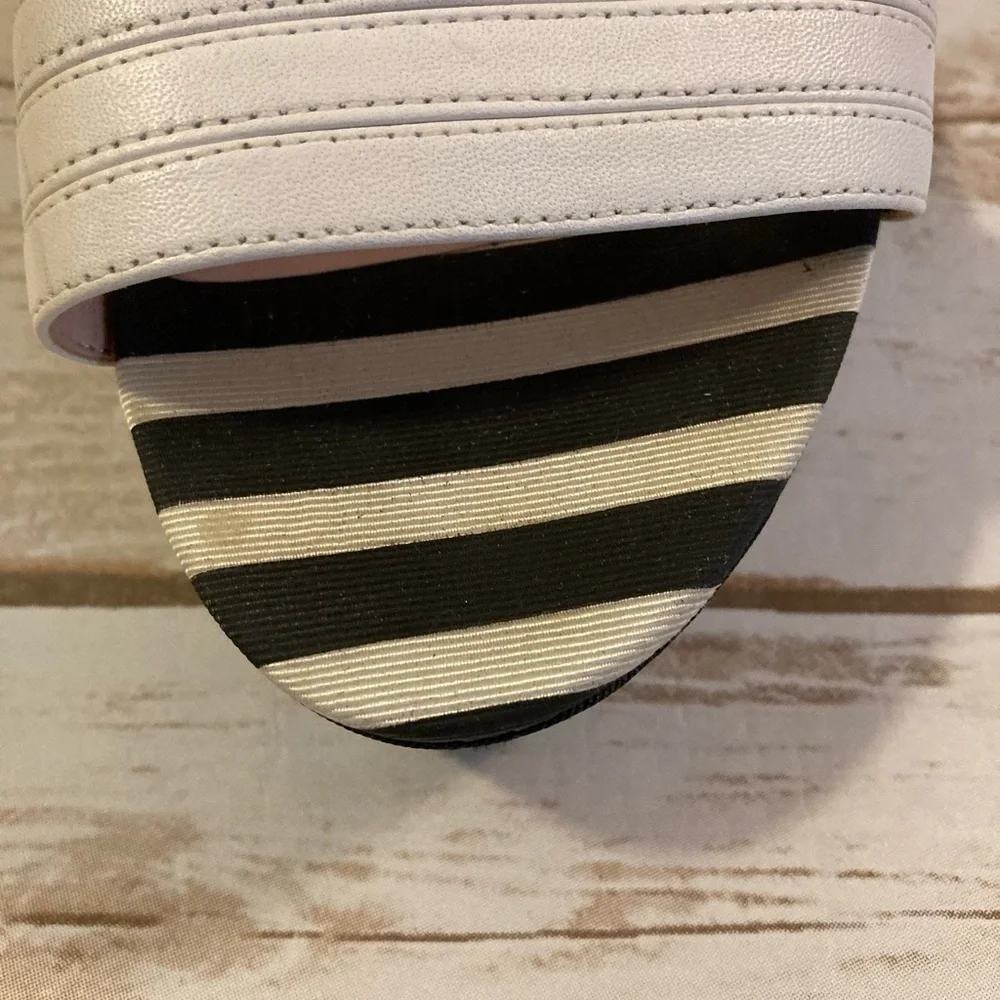 Kate Spade Black and White Stripes Wedge Heel Sandals Size 9.0